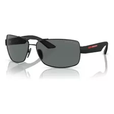 Óculos De Sol Prada Linea Rossa Ps 50zs - 65 - 1ab02g Armação Preto Haste Preto Lente Cinza Desenho Retangular