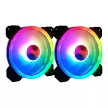 Kit 2 Cooler Rgb Fan 120mm (12cm) Dupla Face Para Gabinete