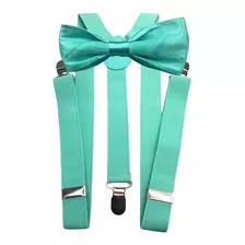 Gravata Borboleta Verde Tiffany Agua +suspensorio Kit