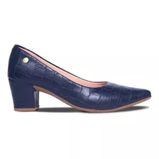 Sapato Feminino Social Baixo Scarpin Fino Croco Af2.02 B