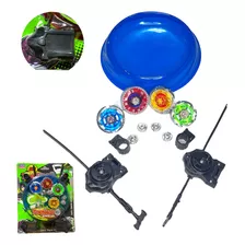 Kit 4 Beyblade Metal Blay Blade Com Lançador Tornado Led