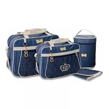 Kit Bolsa Bebê Maternidade 4 Peças Cor Jeans F