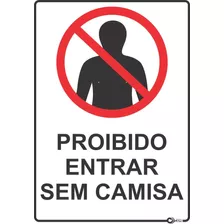 Kit 5 Placas Adesivas Proibido Entrar Sem Camisa Praia