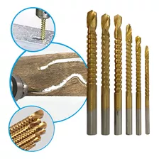 Kit 6 Brocas Espiral Corte Lateral Madeira Ferramentas Metal