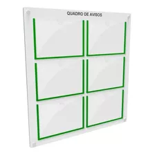 Quadro De Aviso/gestão Mdf Com 6 Displays A4 Acrílico