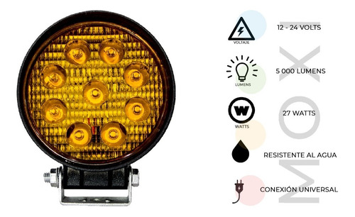 Par Faro Led Redondo 4 Pulgadas 9 Led Luz Ambar Delantero Con Base Anti Niebla Jeep Pickup Camion Camioneta Off Road  Foto 3