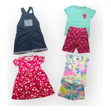 Kit 4 Conjunto Roupa Infantil Menina Macacão Vestido Shorts