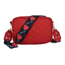 Cartera Bandolera Pm Complementos Bandolera Mujer Sublimada Diseño Rombo De Cuero Sintético Roja Con Correa De Hombro Negra Y Roja