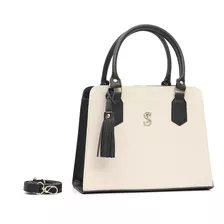 Bolsa Transversal E De Mão Feminina Linda Em ! Cor Creme/preto