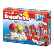 Jogo Brincando De Engenheiro Xalingo - 150 Peças Em Madeira