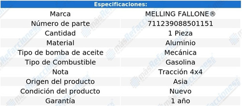 Bomba Aceite Kingcab 4 Cil 2.2l 86-87 Melling Fallone Foto 2