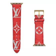 Correa De Piel Reloj Apple Watch Lujo | Lv Monograma Rojo