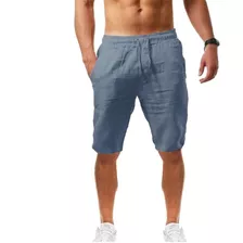 Short Pantalón De Algodón Y Lino Para Hombre, Playa, Yoga