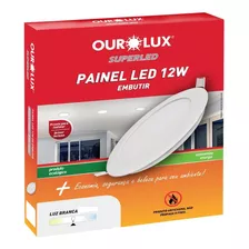 5 Painel Luminária Plafon Led Embutir Redonda 12w Luz Fria