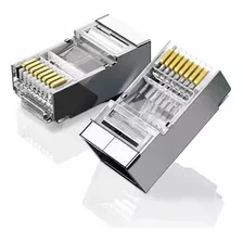 Conector Rj45 Cat6 10/100/1000mbps Blindado C/ 100 Unidades 