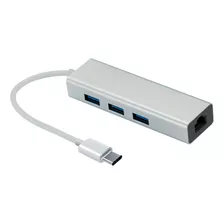 Adaptador Usb Tipo C A Red Rj45 Lan Ethernet + Hub 3 Usb Netmak Nm-tc40