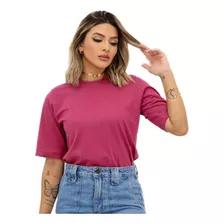 Blusa Moda Feminina T-shirt Básica Gola Alta Básica