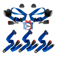 Cinto Segurança Azul Kit Para Buggy Frente Retrátil 3 Pontos