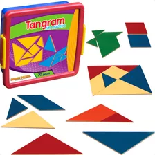 Brinquedos Educativos Montessori Tangram Colorido Em Madeira