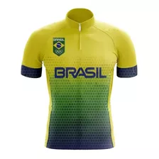 Camisa Ciclismo Infantil Brasil Respirável Profissional Uv+ 