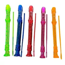 Flauta Musical Escolar 8 Agujeros Color Neon 5 Piezas Eco