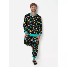 Pijama Manga Longa Ultra Visco Masculino Space Food - Puket