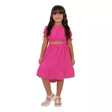 Conjunto Mini Diva Cropped Saia Moda Infantil Blogueirinha