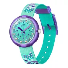 Reloj Flik Flak Sparkling Butterfly Para Niños Zfpnp100 Color De La Malla Turquesa Color Del Bisel Violeta Color Del Fondo Turquesa