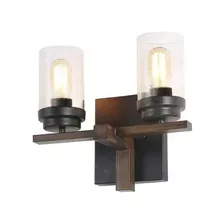 Elegante Aplique Led De Madera Con Estilo Vintage X2 E27