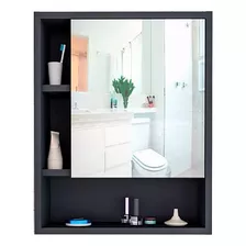 Botiquin/ Armario Baño Con Espejo, Puerta Y Estante Negro