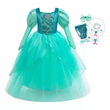 Vestido Ariel Mermaid Princess Para Crianças Vestido B Borda