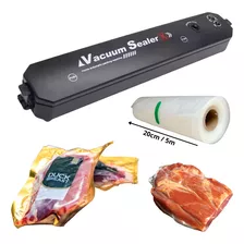 Seladora Vácuo C/ Rolo 5m + Saquinhos Alimentos Domestica Cor Preto 110v/220v