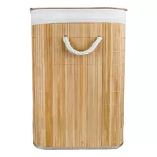 Cesto Roupas Sujas Bambu Forrado Com Tampa Banheiro Lavander