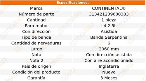 Banda 2060 Mm Acc S10 Blazer L4 2.5l 87/88 Continental Foto 5