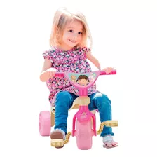 Velocípede Infantil Dolls Triciclo Menina - Samba Toys Cor Rosa C/ Amarelo