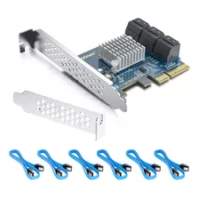 10gtek Tarjeta Sata Pcie De 6 Puertos Con 6 Cables Sata Y So