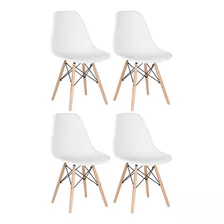 4 Cadeiras Charles Eames Eiffel Dsw Wood Branco
