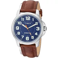 Timex | Reloj Hombre | Tw4b160009j | Original Color De La Correa Marrón Oscuro Color Del Bisel Plateado Color Del Fondo Azul Marino