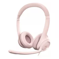 Headset Logitech H390 Usb Rosa Controle De Áudio 981-001280