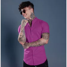 Camisa Masculina Gola Padre Social Linho Premium Moda Luxo