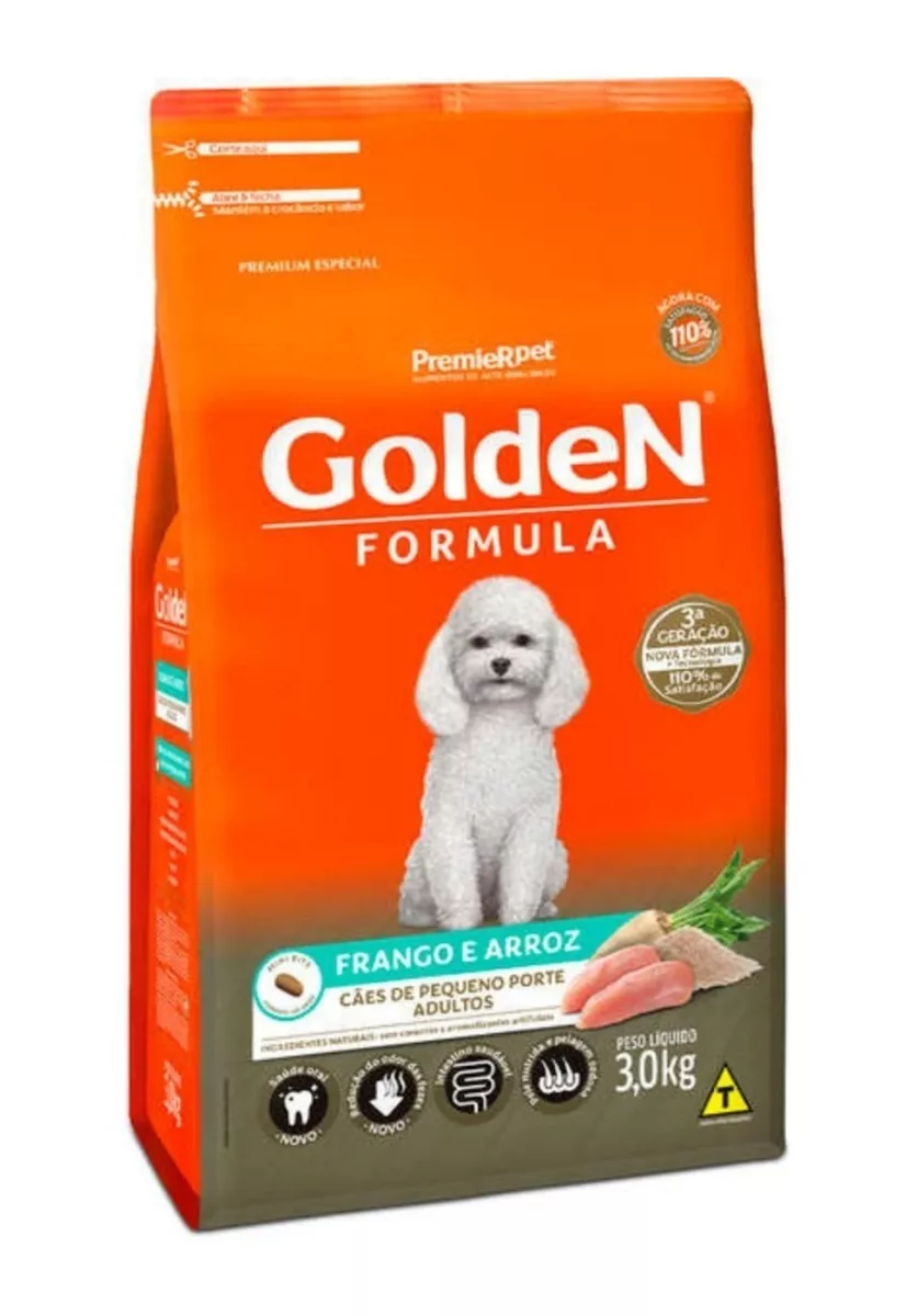 Alimento Golden Premium Especial Formula Para Cachorro Adulto De Raça Pequena Sabor Frango E Arroz Em Saco De 3kg