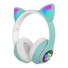 Auricular Headphones Bt Cat Celeste Soy Gamer Color Celeste/verde Color De La Luz Rgb