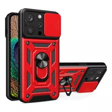 Funda Case Para iPhone 13 Pro Holder Protector Camara Rojo