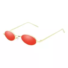 Óculos Fino Retrô Oval Redondo Pequeno Trap Hype Vermelho