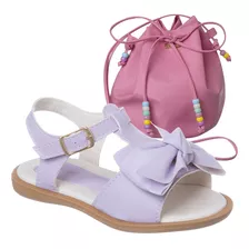 Kit Sandalia Feminina Sandalinha Infantil Com Bolsa Saco