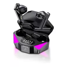 Audífonos In Ear Inalámbricos X15 Bluetooth Gamer Deportivo Color Negro Color De La Luz Violeta