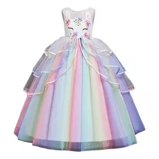 Vestido Unicornio Largo Para Niña, Vestido Fiestas 