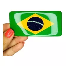 5 Adesivos Resinados Stickers Bandeira Brasil 20x15cm