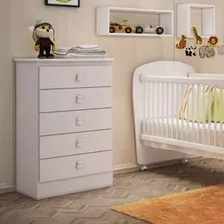 Cômoda De Bebê 5 Gavetas Móveis Percasa Branco Gf