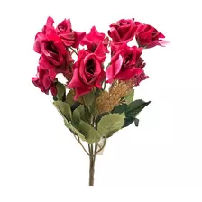 Buque Mini Rosas Com 10 Flores Folhas Complementos Coloridas